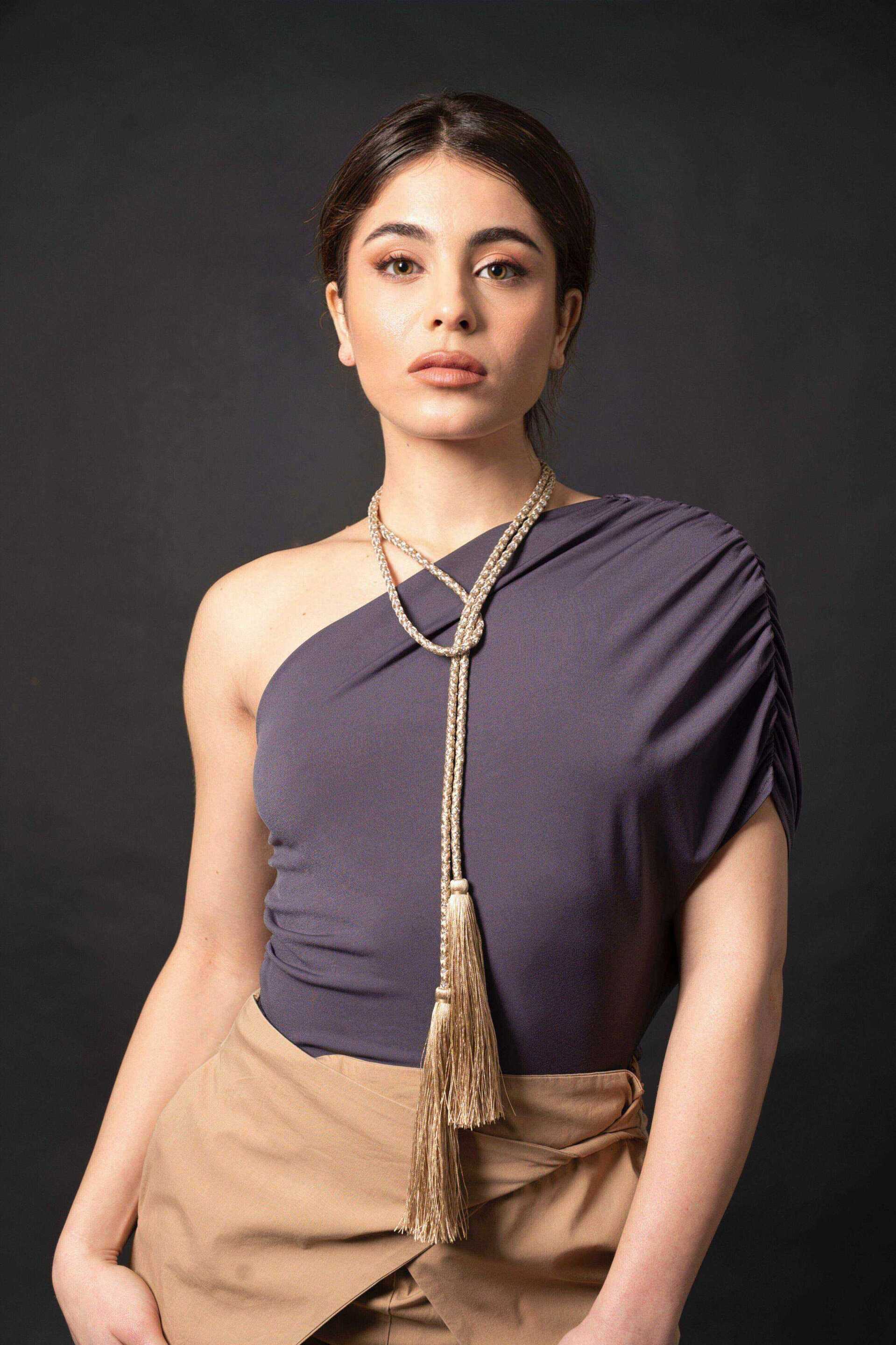 Miniatura Collana a cordone intrecciato con maxi nappe - 100%CACHEMIRE