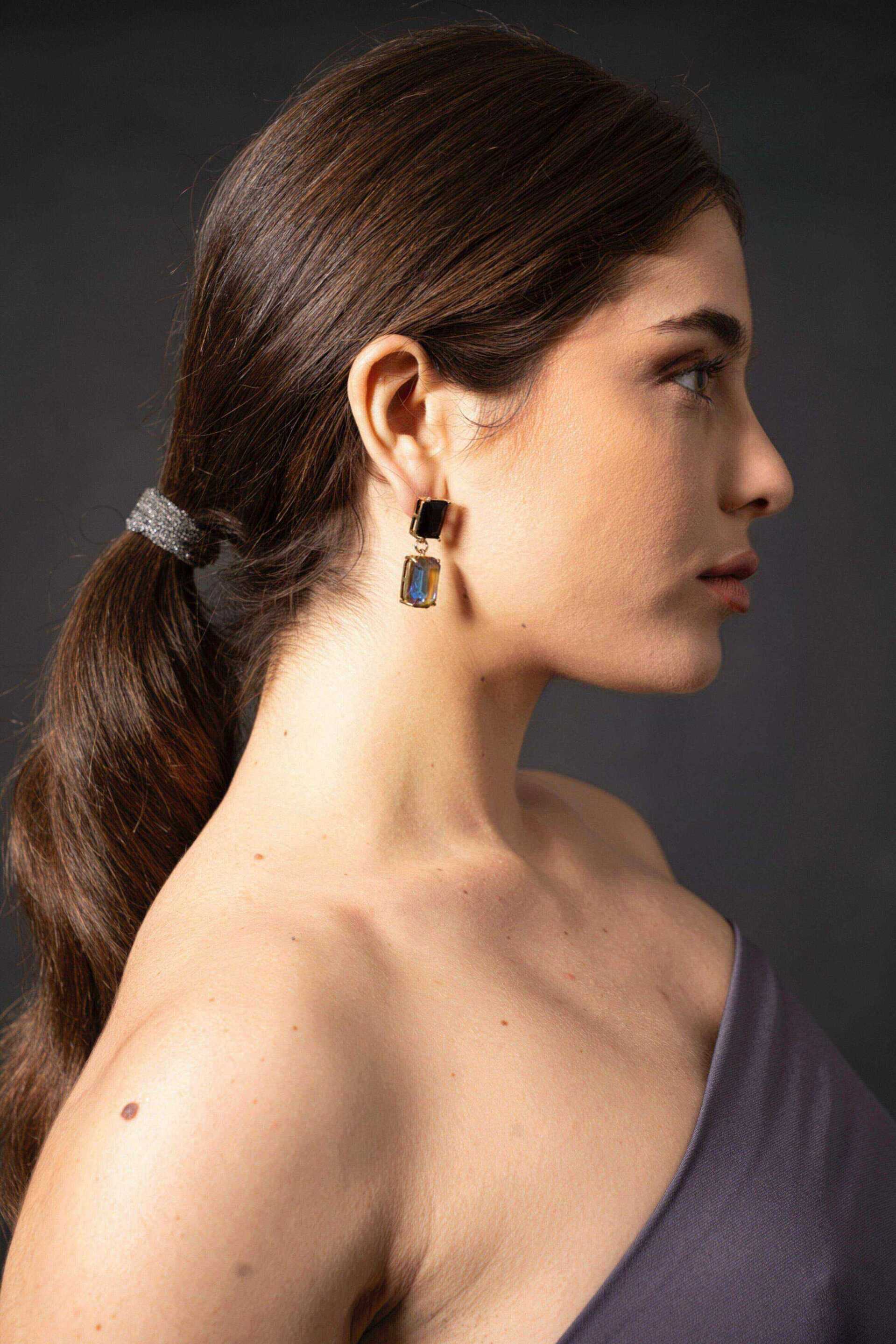 Miniatura Orecchini pendenti Black & Gold - 100%CACHEMIRE