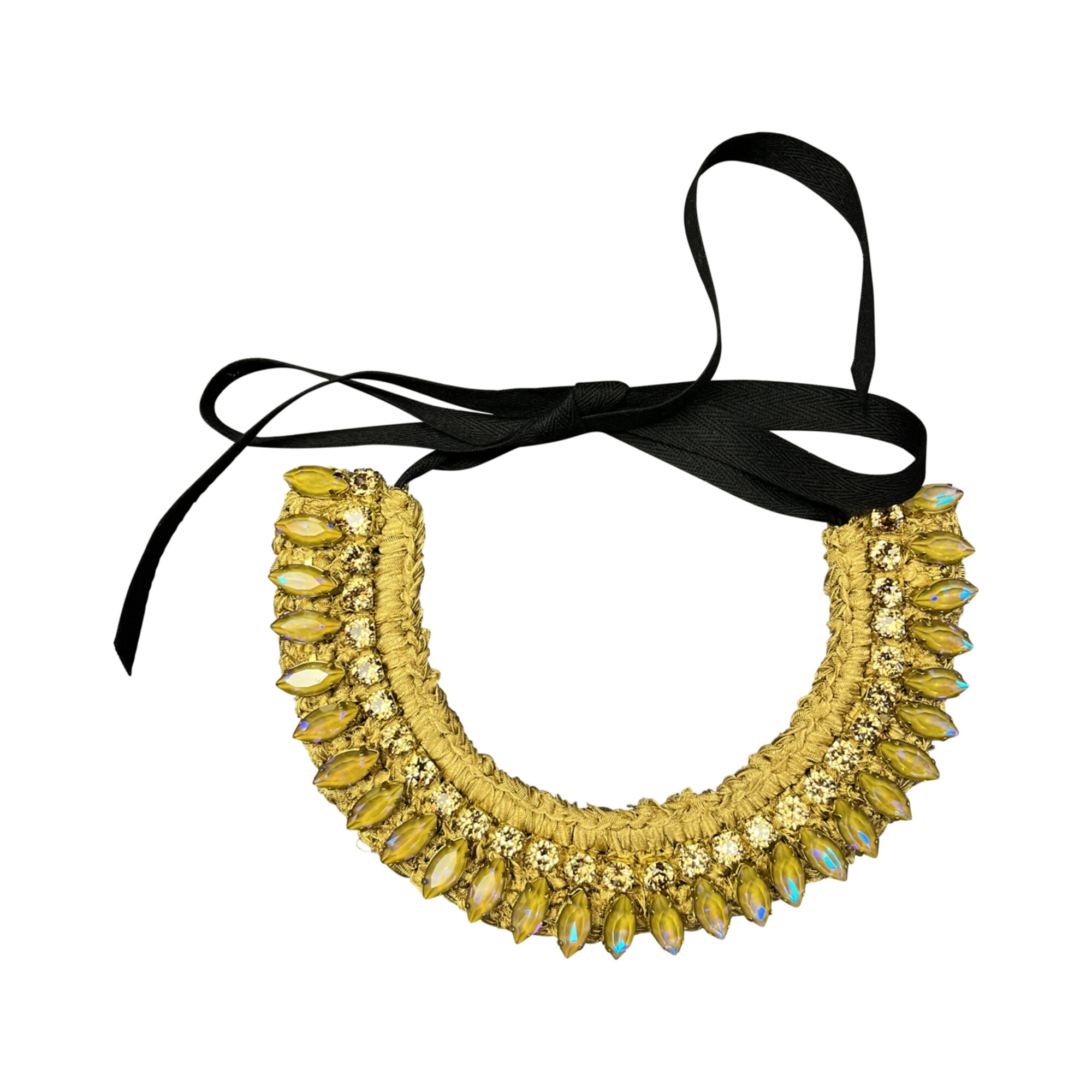 Collana choker "Crystal Embroidery" con nastro