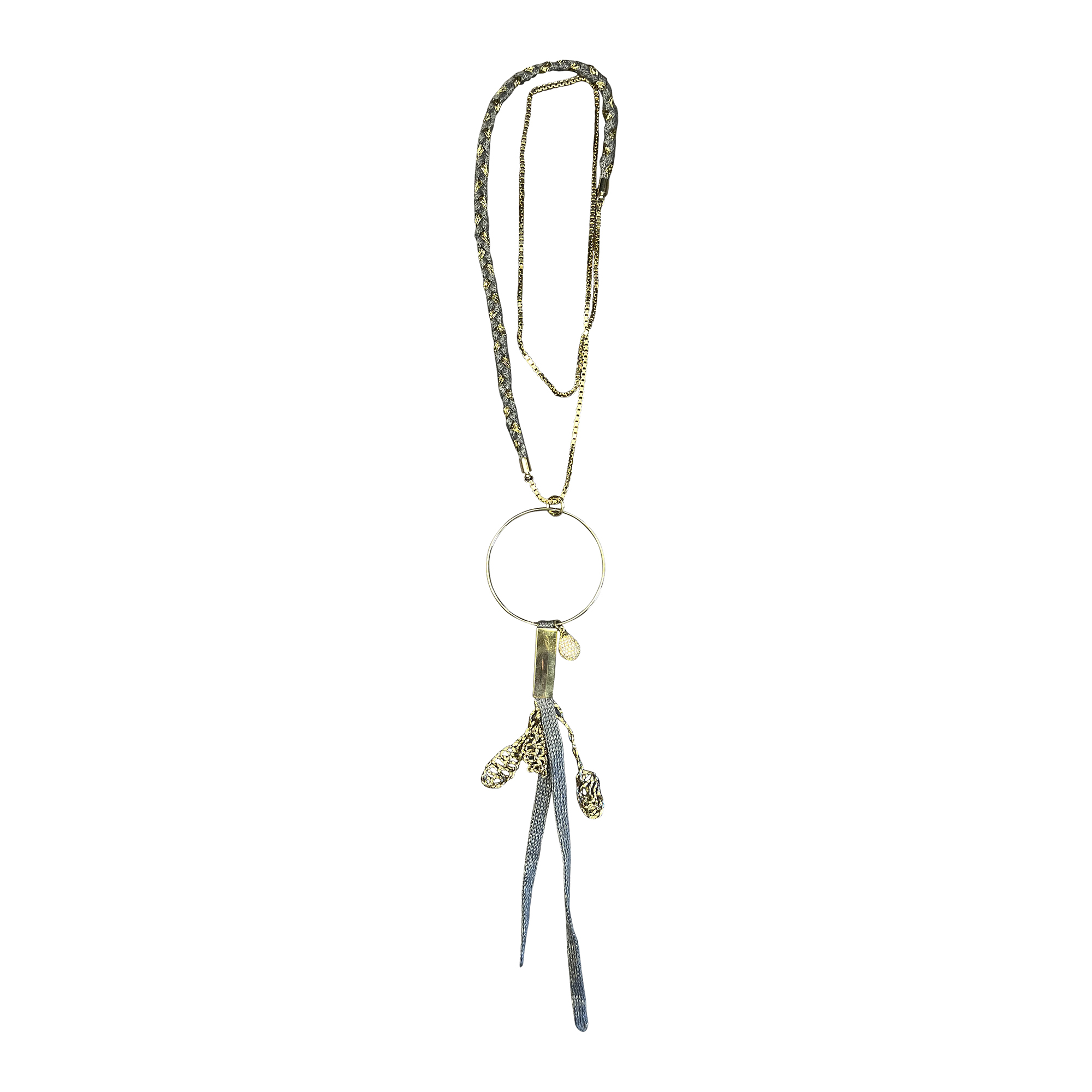Collana lunga multichain con cerchio e nappe