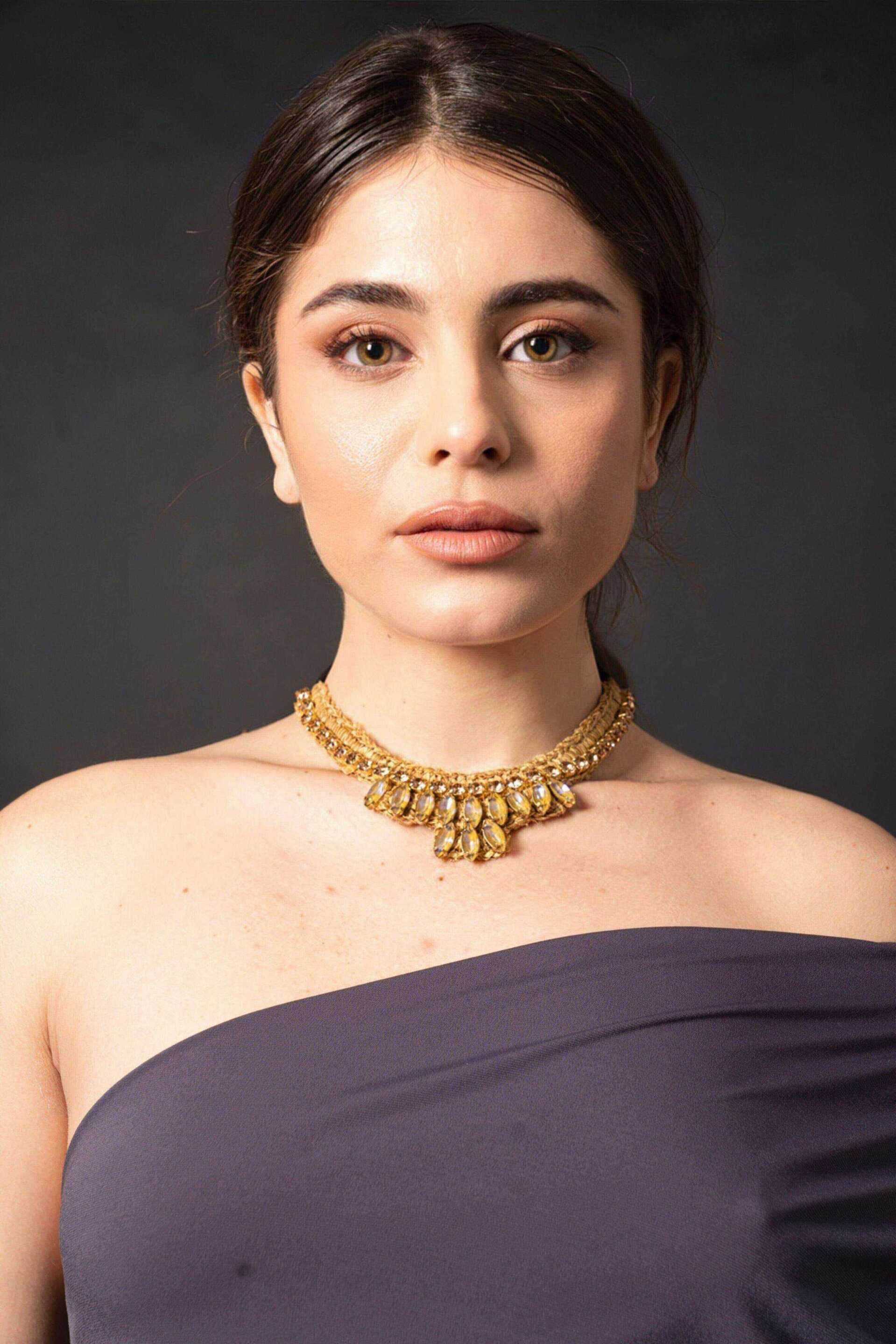 Miniatura Collana "Crystal Cascade" con ricamo centrale - 100%CACHEMIRE