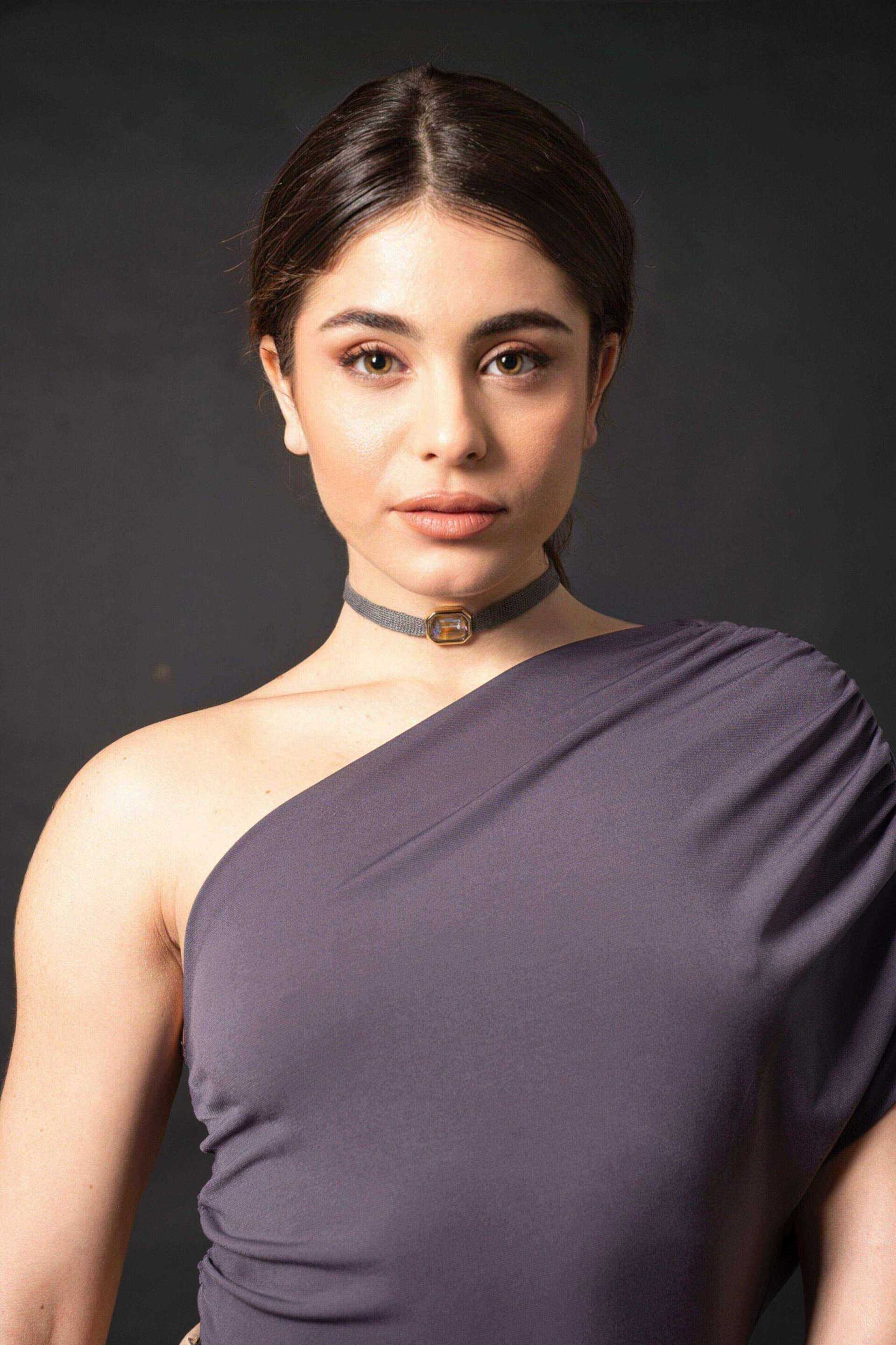 Miniatura Collana sottile in maglia metallica con cristallo - 100%CACHEMIRE