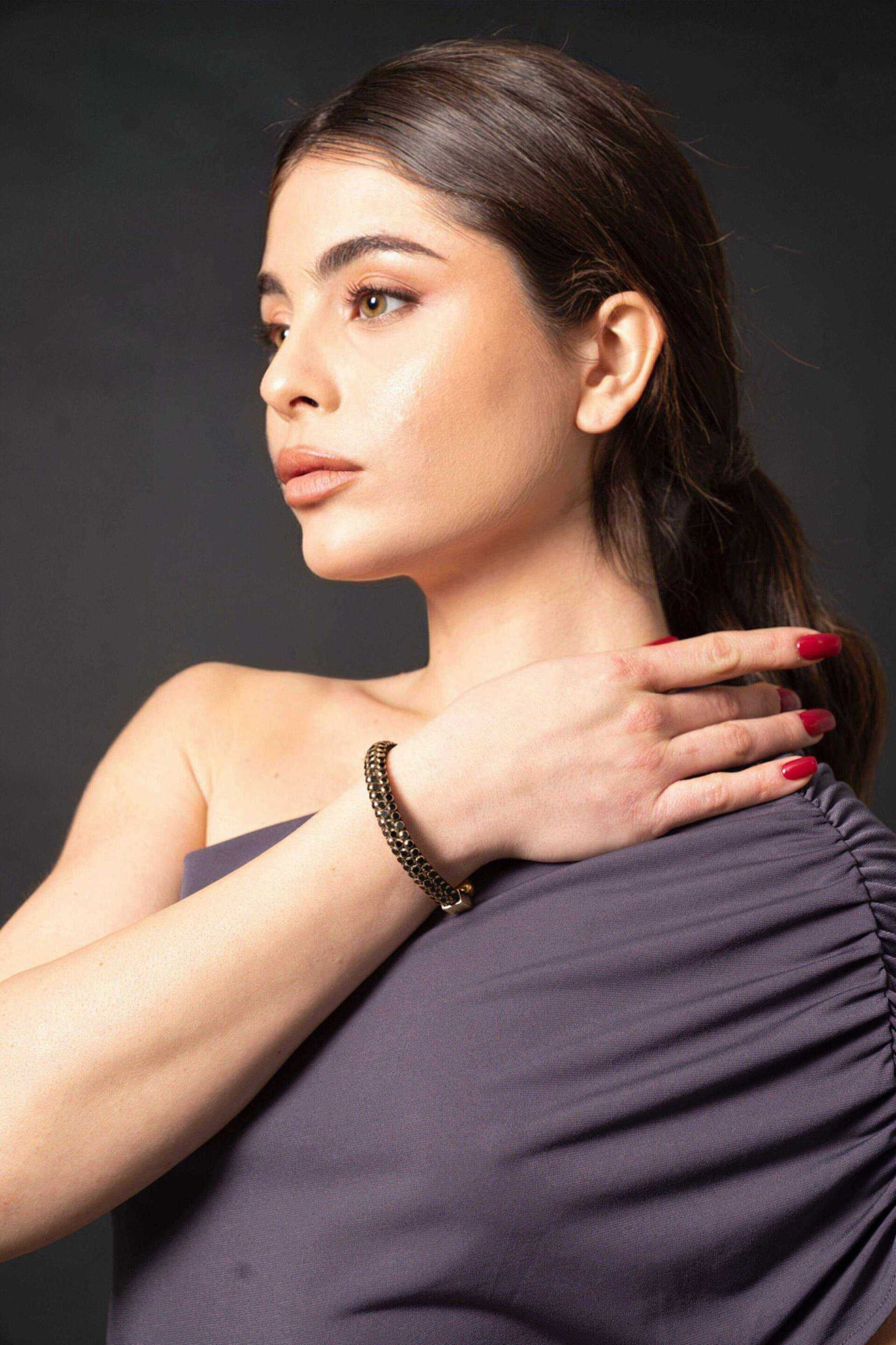 Miniatura Bracciale tennis "Glow" nero - 100%CACHEMIRE