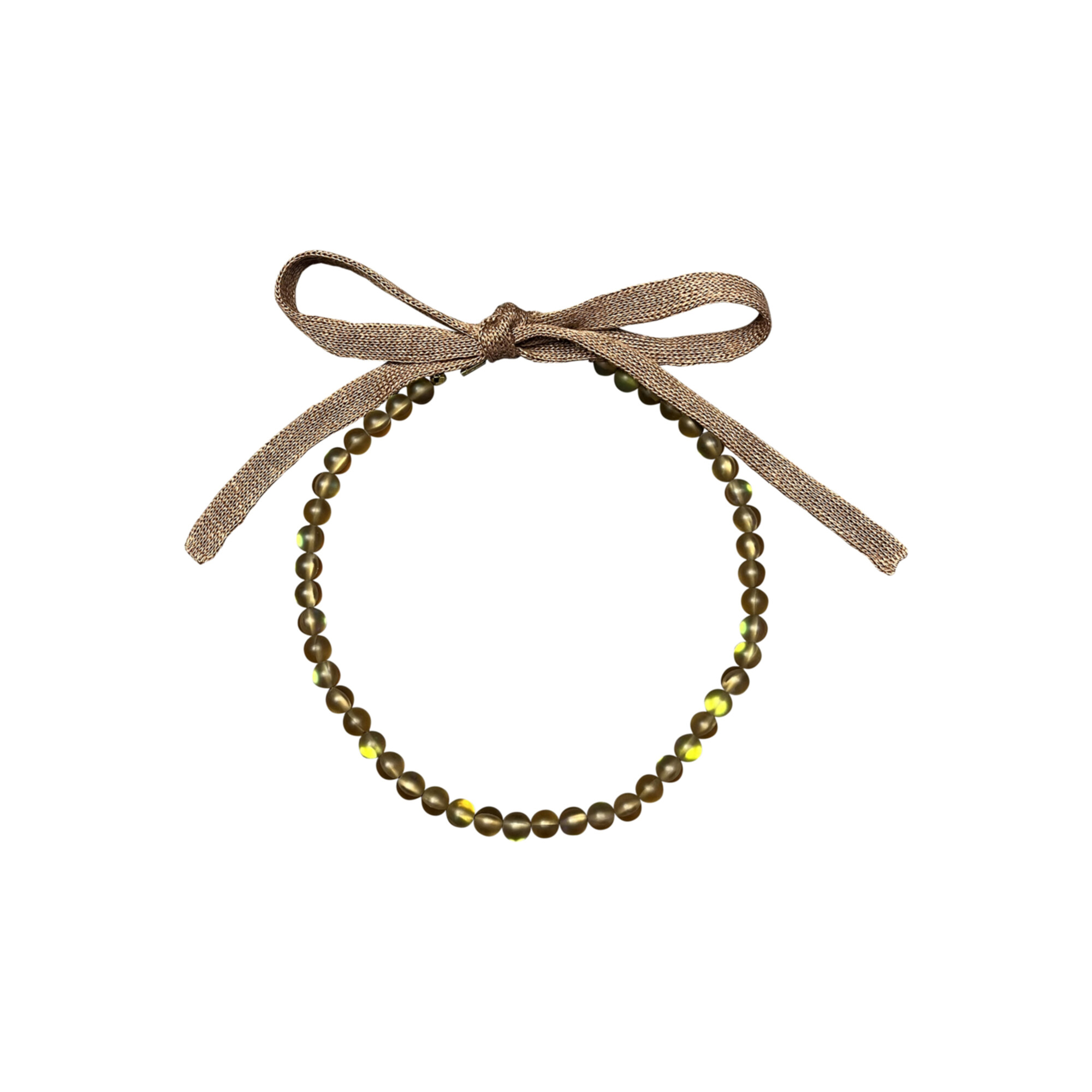 Choker di perle satinate con nastro bronzo
