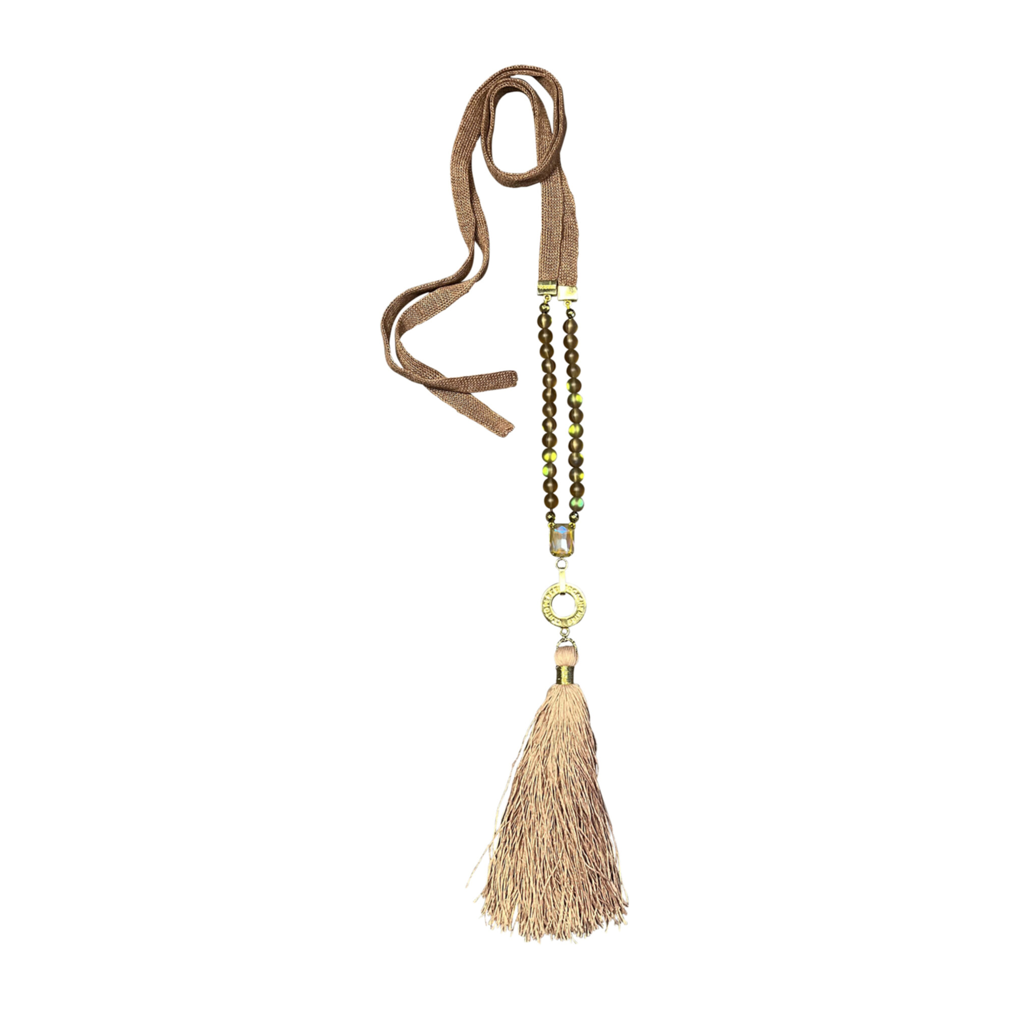 Collana lunga con nappa e perle