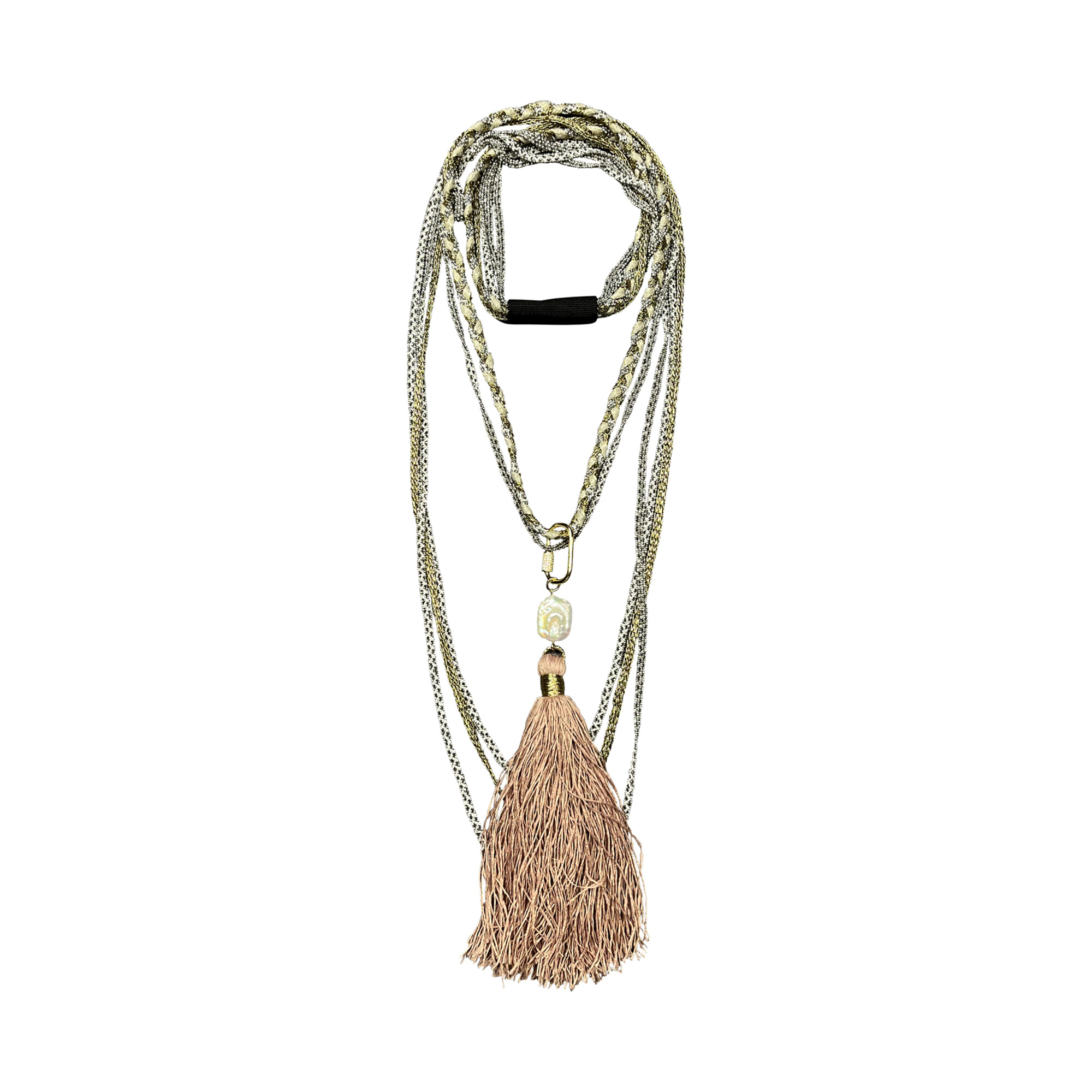 Collana multifilo con nappa e perla