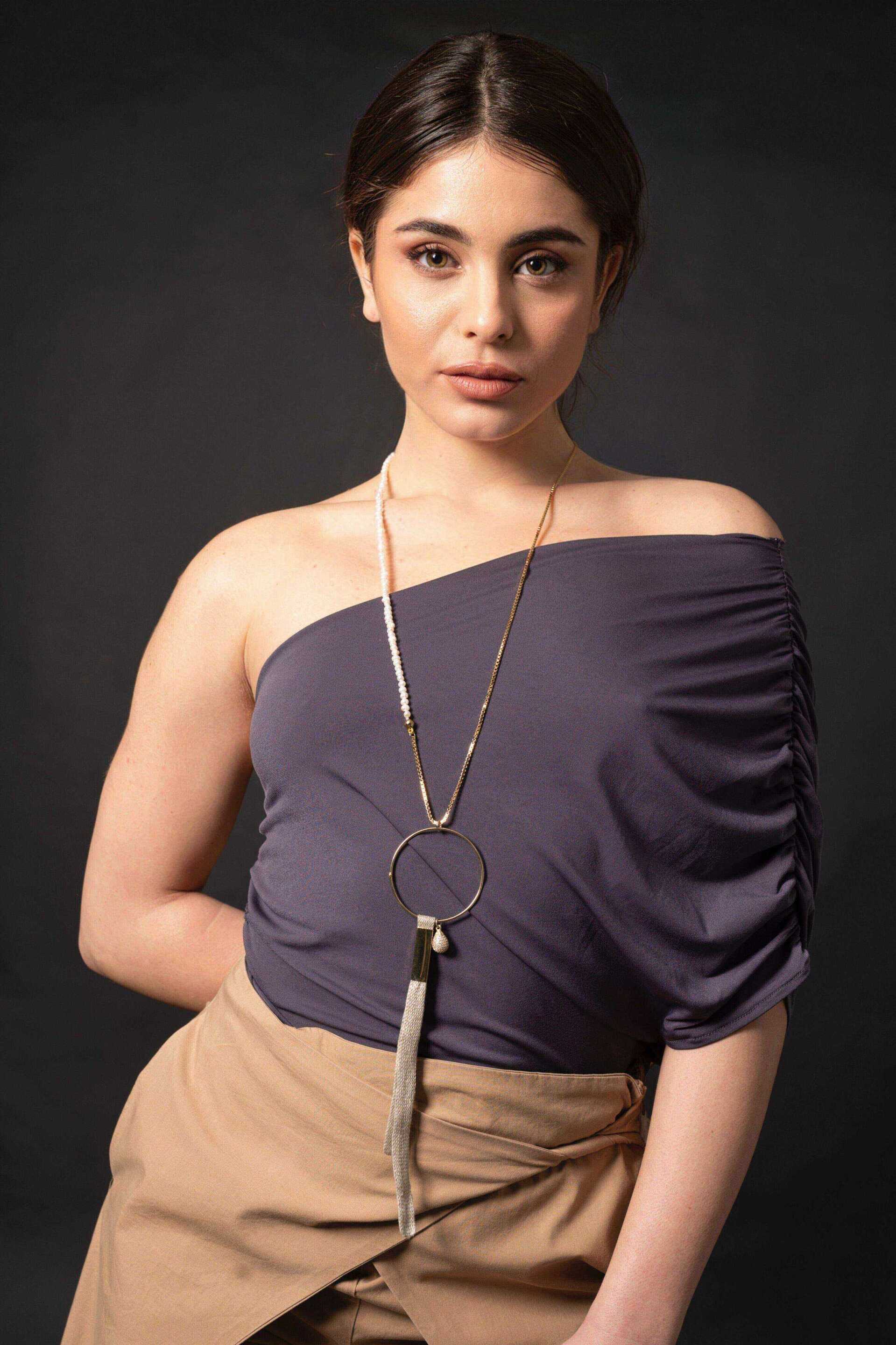 Miniatura Collana multifilo con cerchio e perle - 100%CACHEMIRE