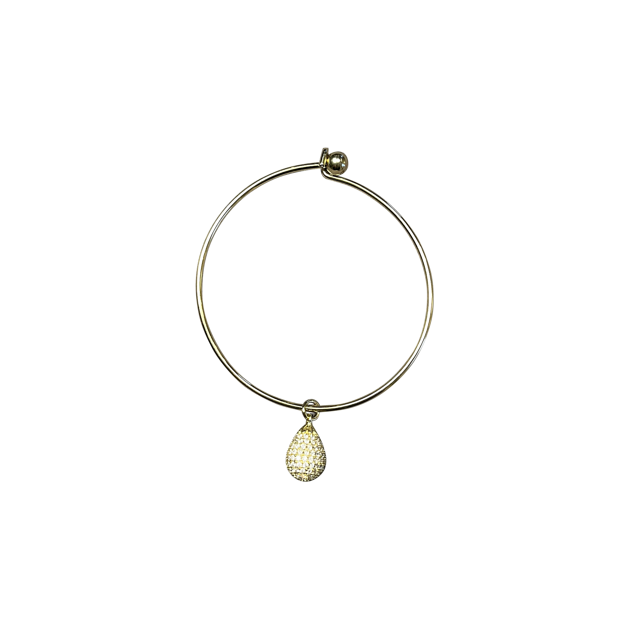 Bracciale rigido a cerchio con goccia pavé